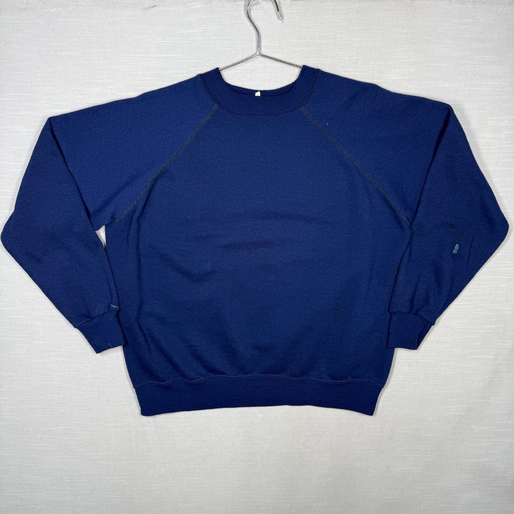 Vintage Sportswear Sweatshirt Mens Large Blue Raglan Crewneck Blank‎ Distressed
